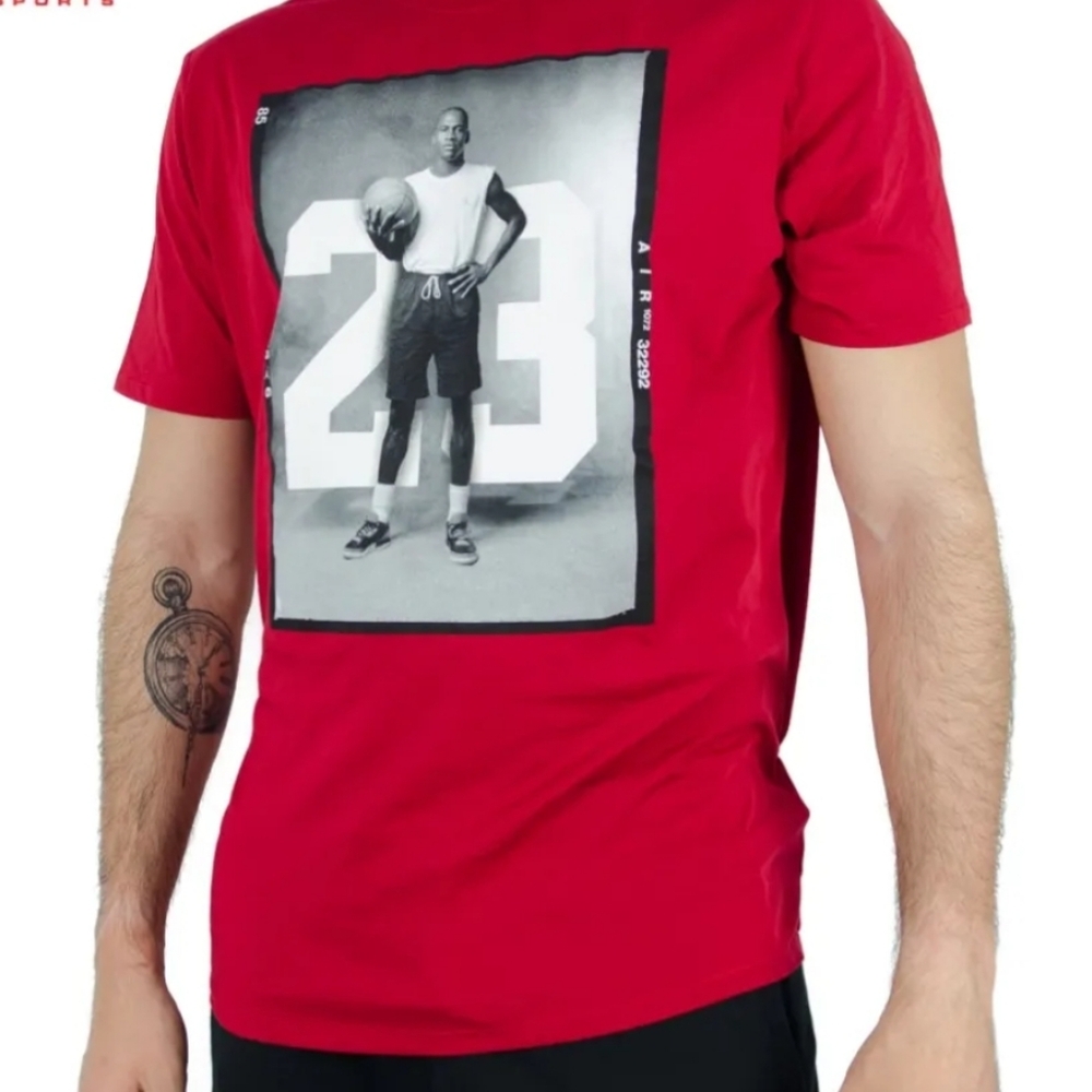 Nike Jordan Shirt Mens XL Red Michael Jordan Photo Tee Jumpman Air NBA Dri-Fit